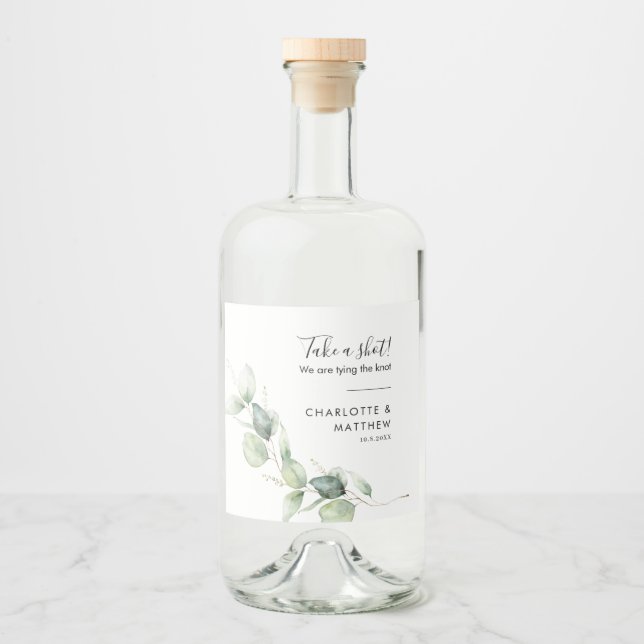 Eukalyptus-Hochzeit erschießt Alkoholflaschenetikett (Vorderseite)