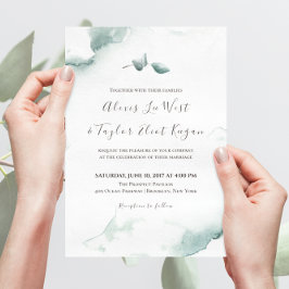 Eukalyptus-Hochzeit mit Aquarellfarbe Einladung