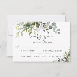 Eukalyptus-Hochzeit mit Essensauswahl-RSVP RSVP Karte