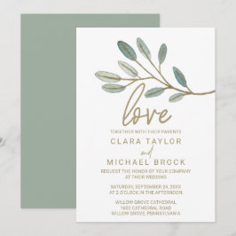 Eukalyptus-Hochzeit mit Goldmedaille Einladung