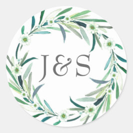 Eukalyptus Hochzeit personalisierte Erstkleber Runder Aufkleber