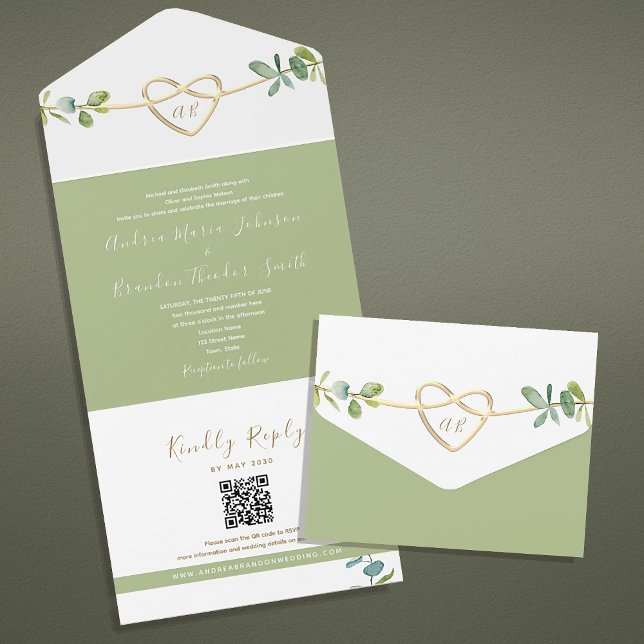 Eukalyptus Hochzeit QR Code All In One Einladung (Von Creator hochgeladen)