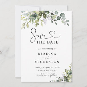 Eukalyptus-Hochzeit Save The Date Einladung