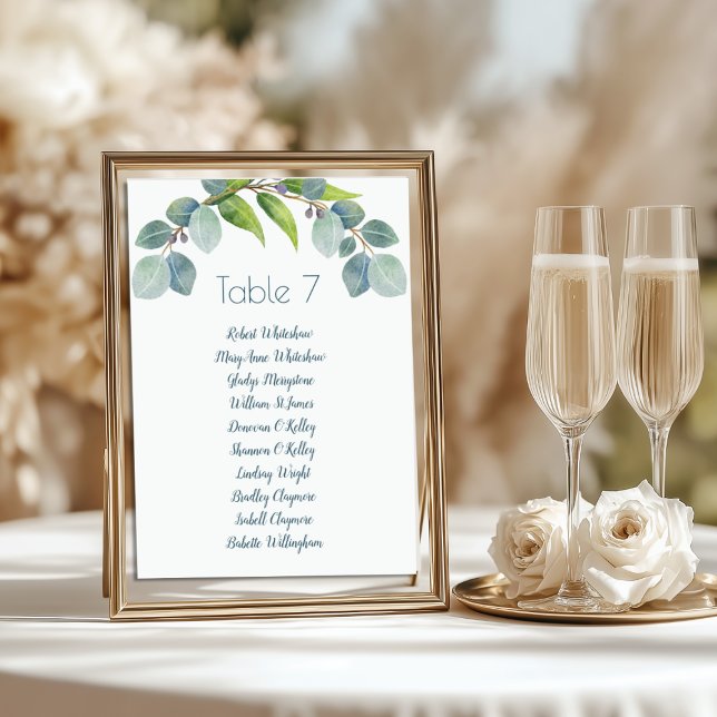 Eukalyptus-Hochzeit-Sitzordnung-Tabellennummer-Nam Programm (Von Creator hochgeladen)