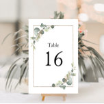 Eukalyptus-Hochzeit Tischnummer<br><div class="desc">moderne Rahmen eucalyptus floral Hochzeit Tischnummer.</div>