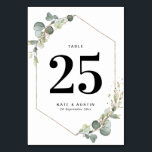 Eukalyptus-Hochzeit Tischnummer<br><div class="desc">Eukalyptusblätterung in Aquarellfarbe und geometrischer Rahmen.</div>