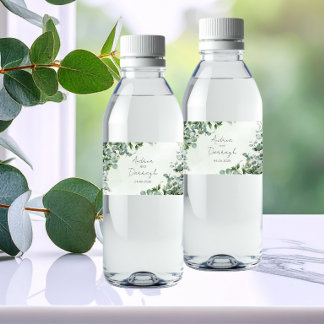 Eukalyptus Hochzeits-Wasserflaschenetikett 1001A