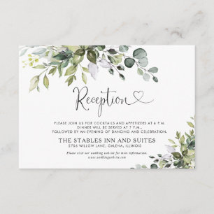 Eukalyptus-Hochzeitsempfangs-Beilagekarte  Begleitkarte
