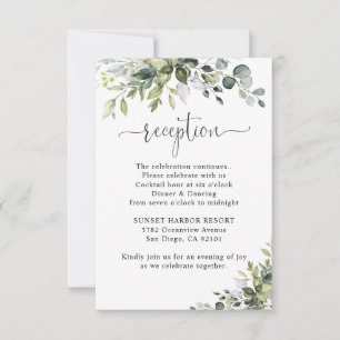 Eukalyptus-Hochzeitsempfangs-Beilagekarte  RSVP Karte