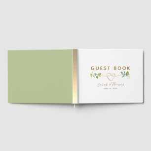 Eukalyptus-Hochzeitsgästebuch mit goldenem Herzen Gästebuch