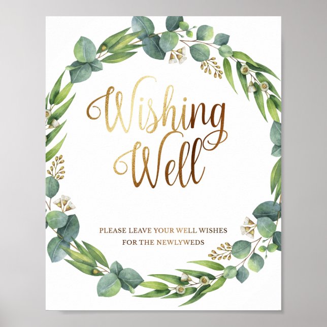 Eukalyptus-Hochzeitshilfsschild für Wohlbefinden Poster (Vorne)