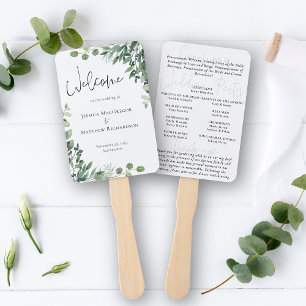 Eukalyptus-Hochzeitsprogramm für Rustikal Fächer