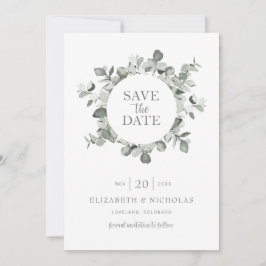 Eukalyptus-Hochzeitssache für Wasserfarben speiche Save The Date