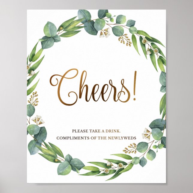 Eukalyptus Hochzeitzeichen für Bar Poster (Vorne)