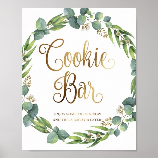Eukalyptus-Hochzeitzeichen für Cookie-Bar Poster (Vorne)
