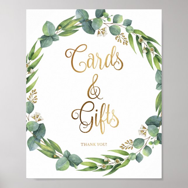 Eukalyptus-Hochzeitzeichen für Karten und Geschenk Poster (Vorne)