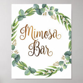 Eukalyptus-Hochzeitzeichen für Mimosa-Bar Poster