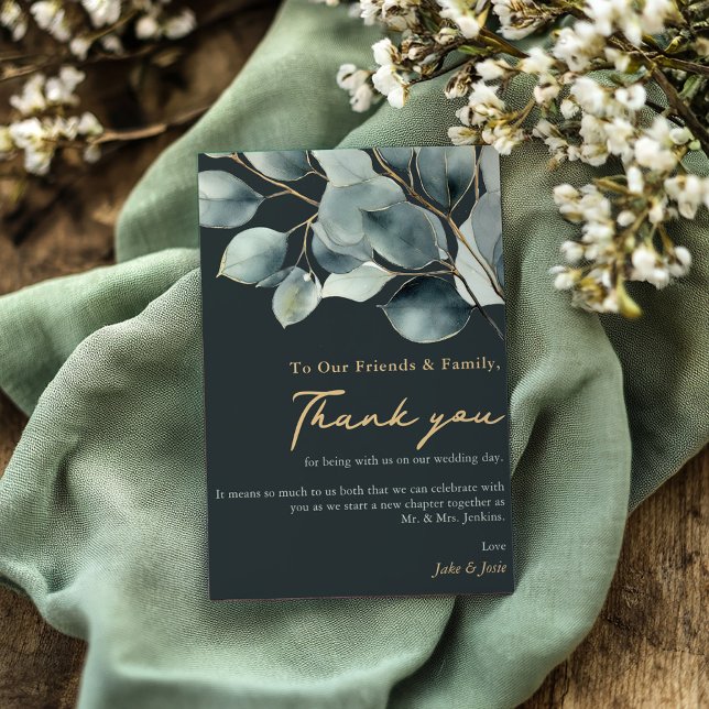 Eukalyptus hübsch Wedding Table Dankeschön Karte (Refined wedding thank you card featuring a stunning eucalyptus foliage design.)