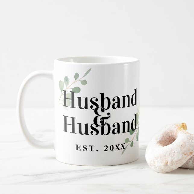 Eukalyptus Husband & Husband Gay Marriage Kaffeetasse (Mit Donut)