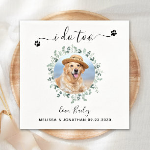 Eukalyptus I do to Custom Pet Foto Hund Hochzeit Serviette
