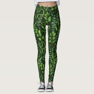Eukalyptus in dunkelgrün leggings