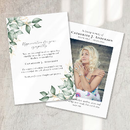 Eukalyptus in Love Memory Foto Beerdigung Dankeskarte