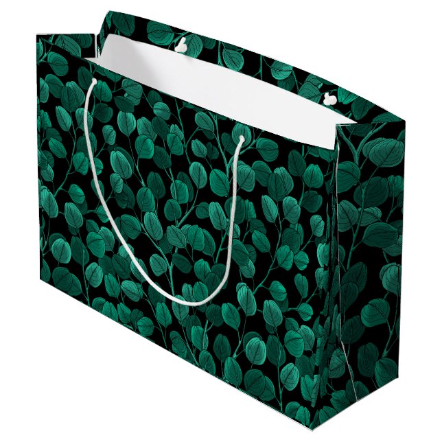Eukalyptus in schwarz große geschenktüte (Rückseite Schrägansicht)