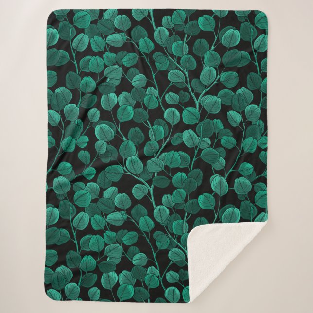 Eukalyptus in schwarz sherpadecke (Vorderseite)