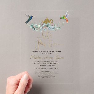 Eukalyptus Kolibris Junge Tea Baby Shower Acryleinladungen