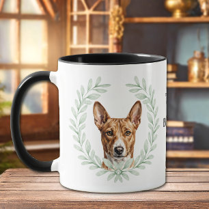 Eukalyptus-Kranz Basenji-Hund Hund Monogramm Tasse