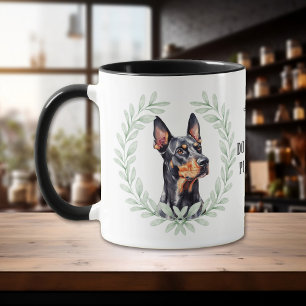 Eukalyptus-Kranz Dobermann Pinscher Hund Monogramm Tasse