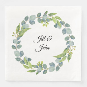 Eukalyptus-Kranz Hochzeitsservietten nach Maß Serviette