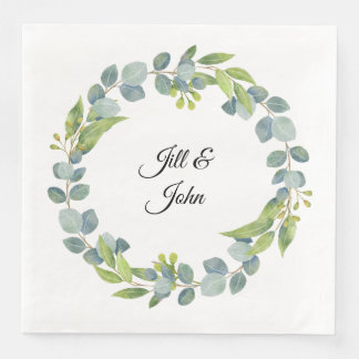 Eukalyptus-Kranz Hochzeitsservietten nach Maß Serviette
