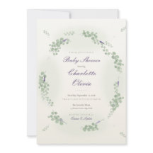Eukalyptus-Kranz Lavendel-Baby-Shower-Einladung