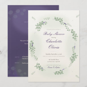 Eukalyptus-Kranz Lavendel-Baby-Shower-Einladung