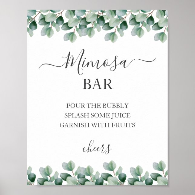 Eukalyptus l Greenery Wedding Mimosa Sign Poster (Vorne)