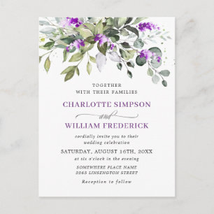 Eukalyptus-Lavendel-Blumen-Hochzeitseinladungskart Postkarte