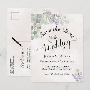 Eukalyptus & Lavendel Rosa Hochzeit - Termin vorme Ankündigungspostkarte