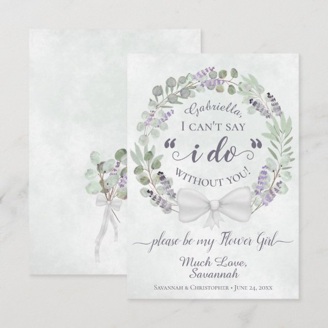 Eukalyptus & Lavender Be My Flower Girl Card (Vorne/Hinten)