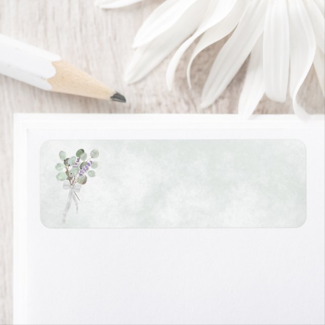 Eukalyptus & Lavender Blank Wedding Rücksendeadres (Insitu)