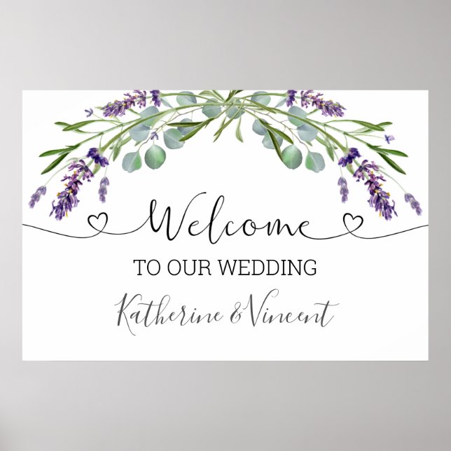 Eukalyptus Lavender Blume Begrüßungszeichen Poster (Vorne)