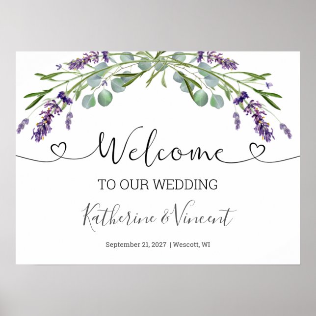 Eukalyptus Lavender Blume Hochzeitstag Poster (Vorne)