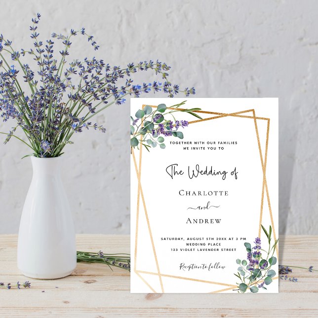 Eukalyptus lavender blumengeometrische Hochzeit Einladung (Von Creator hochgeladen)