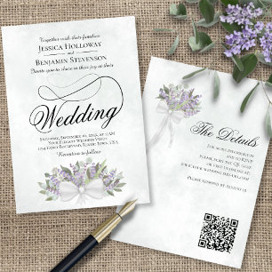Eukalyptus & Lavender Bouquet QR Code Wedding Einladung