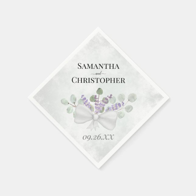 Eukalyptus & Lavender Bouquet Rustic Boho Wedding Serviette (Ecke)