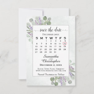 Eukalyptus lavender Calendar White Wedding Save The Date