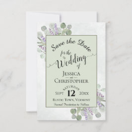 Eukalyptus & Lavender Calligraphy Green Wedding Save The Date