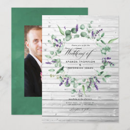 Eukalyptus Lavender Country Stones Wedding Einladung