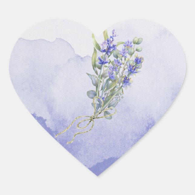 Eukalyptus Lavender Floral Herz-Aufkleber (Vorderseite)