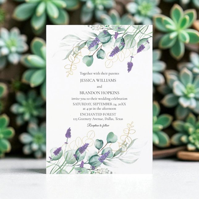 Eukalyptus Lavender Greenery Wedding Einladung (Von Creator hochgeladen)